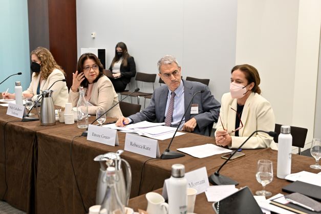 Mely Caballero-Anthony, Rebecca Katz, Jennifer Nuzzo, and Ettore Greco during the session “The Future of Global Health Security: Preparing for Emerging Pandemic Threats.”